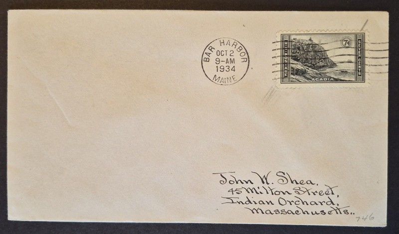1934 First Day Cover Bar Harbor Maine FDC US Scott 746 Acadia National Park