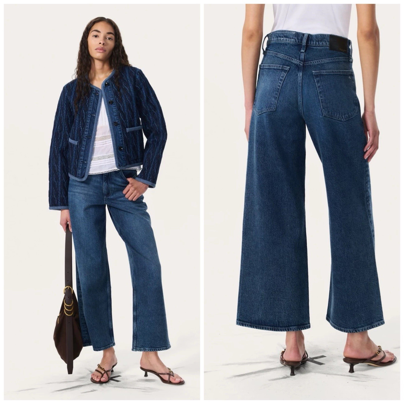 NWT Rag & Bone $265 The Andi High Rise Ankle Wide Leg Jeans In Adeline Size: 23