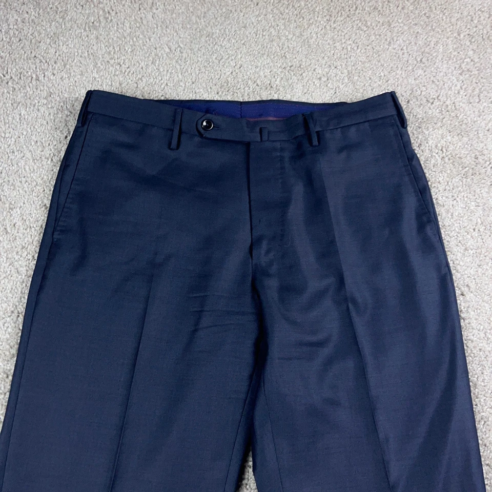 Incotex Pants Mens 34 Blue Wool Trousers Office Career Chino Formal 34x32 - Image 2 of 4