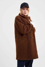 ZARA Womens Teddy Winter Coat  Size XL Colour Brown