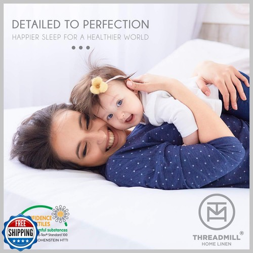 Threadmill Cotton Twin Sheet Set | 100% Cotton Sheets | Damask Jacquard Satee - Picture 4 of 5