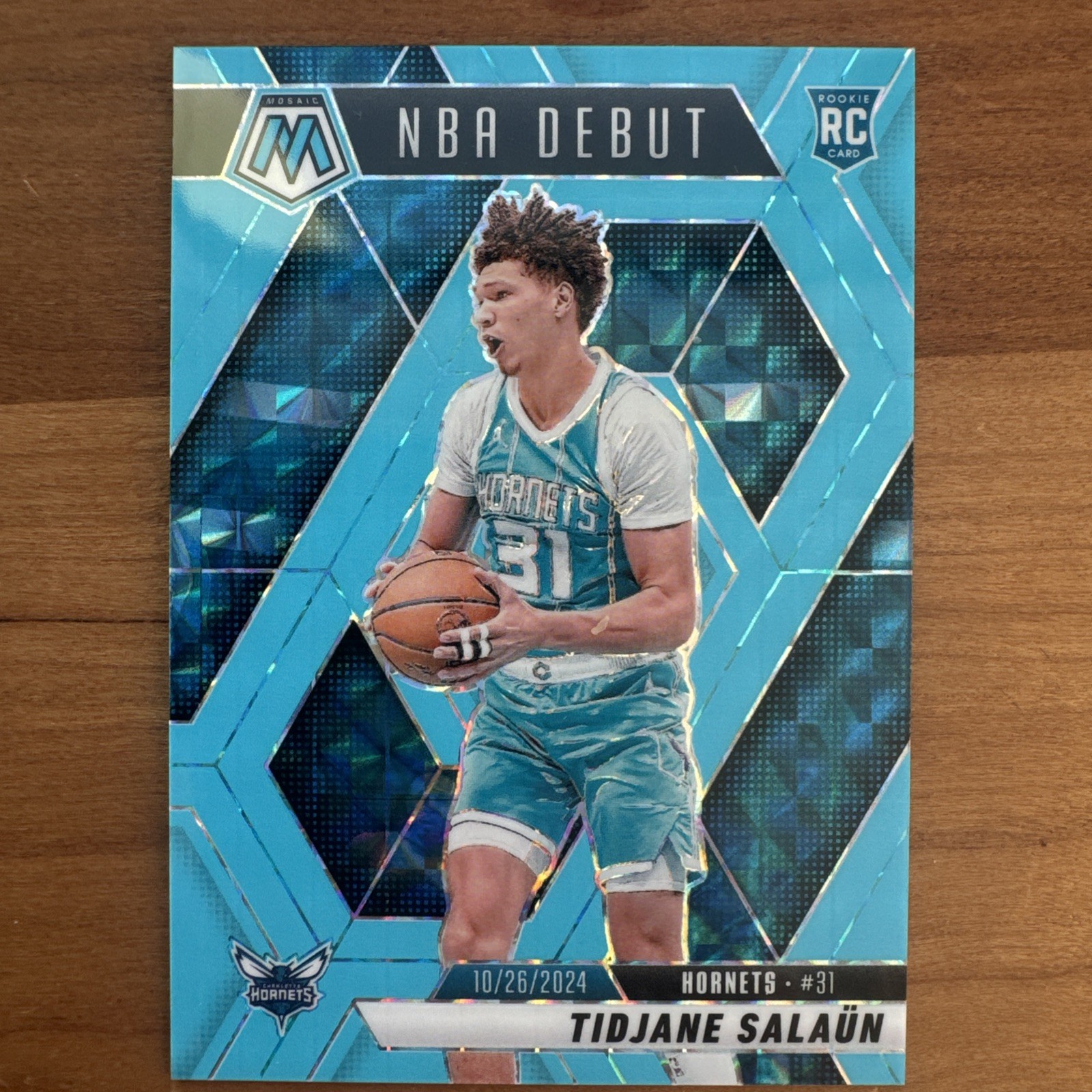 2024-25 Panini Mosaic Tidjane Salaun Blue Fluorescent /75 NBA Debut Rookie RC