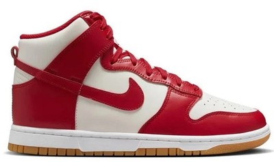 NWOB Women's Nike Dunk High Retro 'Sail Gym Red Gum' DD1869-114 Size 8