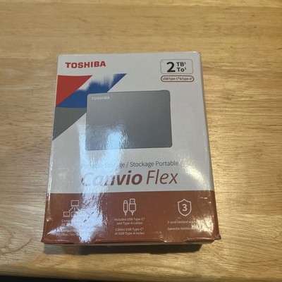 Toshiba Canvio Flex 2TB External Hard Drive Silver DTX120 HDTX120XSCAA