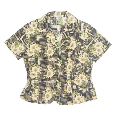 Vintage NOTATIONS PETITE Damen Shirt bedruckt schwarz 90er Crazy Pattern S