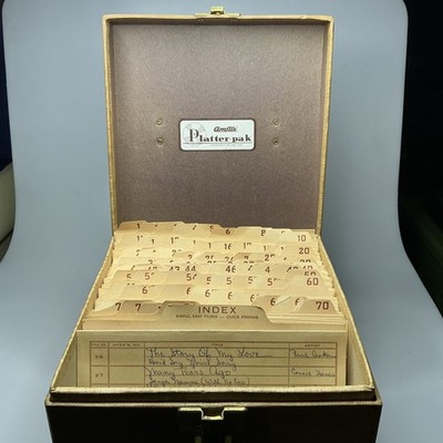 Vintage Amfile Platter Pak 45 Record Case Tan-Filled With Records Preowned 