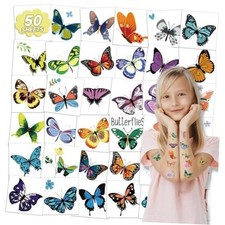 50 Sheets Temporary Tattoos for Girls, Birthday Party Favors Butterfly