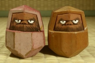 Small Wooden Kokeshi Type Figure / Daruma / Set of 2 / Japanese / Vintage