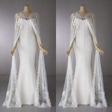Wedding Bridal Cape with tie Sheer Wedding Dress Lace Appliques Wedding Shawl