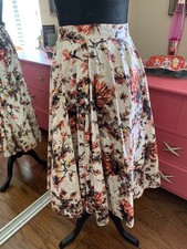 Vintage 1950s Full Circle Cotton Skirt Gorgeous Print Beaded Rare Excellent XS