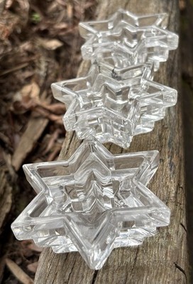 WMF Crystal Starlight Votive Candle Holder 6 Point Star of David Germany X3