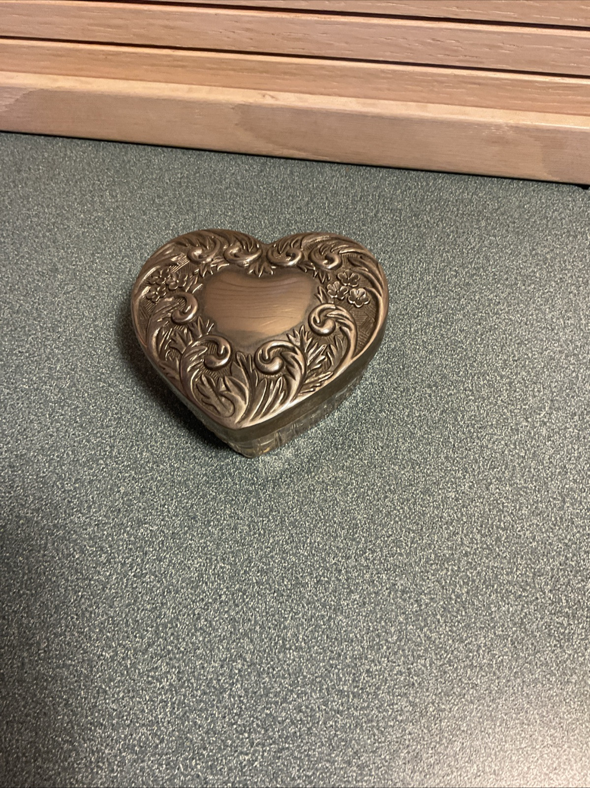 Heart-Shaped Glass Bowl with Elegant Silver Lid  