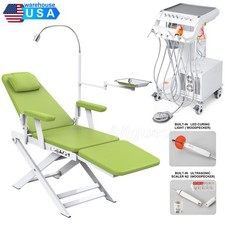 Portable Dental Delivery Unit Cart with Air Compressor Suction/Chair 4Hole Green