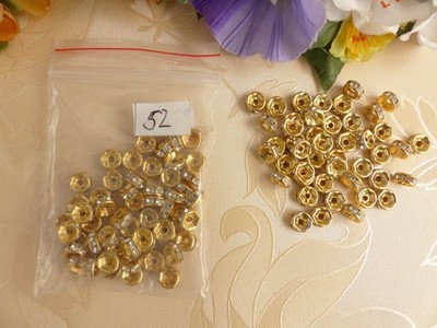 100 Strassrondelle Crystal Strass Spacer Zwischenperlen 6 mm gold weiß NEU 52