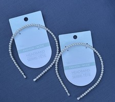 2 Pack Faux Pearl Headbands White Bridal Wedding Bridesmaid Prom Hair Band