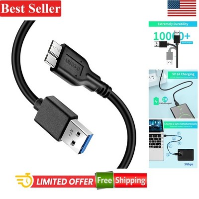 1ft USB 3.0 A Male to Micro B Cable - Fast Charging, 5 Gbps Data Transfer