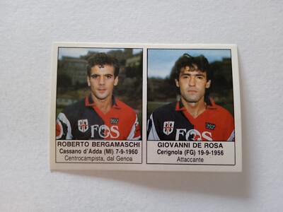 FIGURINE FOOTBALLERS EDIS 1985/86 CAGLIARI BERGAMASCHI/DE ROSA n 258 WITH VELINA