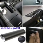 Black Car Interior Grain Leather Film Textured Vinyl Sticker Portable