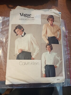 Vtg 1983 Vogue Patterns American Designer Calvin Klein Blouse 1211 Cut Size 8