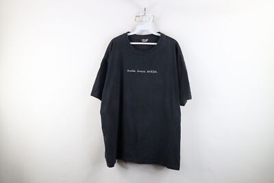 Vtg 90s Womens XL Faded Spell Out Awake Aware Aveda Shampoo T-Shirt Black USA