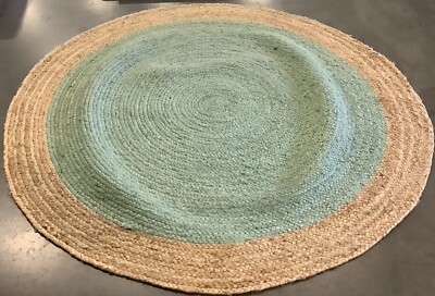 TEAL / NATURL 5'-0'' x 5'-0'' Broken Thread Rug Reduced Price 1172674786 NF801E-5R