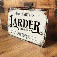 Personalised Larder Sign Plaque Vintage Pantry Retro Shabby Chic - 200x305mm