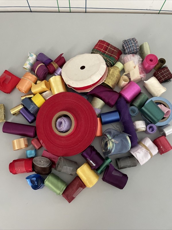 Assorted Lot of Ribbon/Bows/Flowers/ for Gift Wrapping /Arts and Crafts Projects