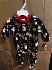 Newborn 3-6 Months Boys Christmas Sleeper Black-Snap Front