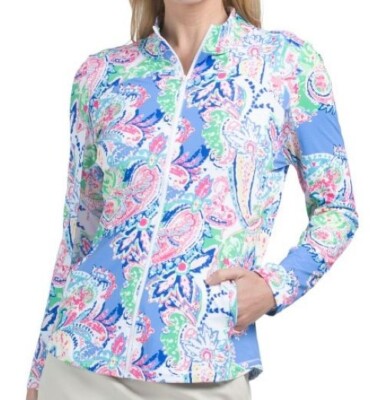 NWT X by GOTTEX Periwinkle Petra Paisley Golf Tennis Long Sleeve Jacket S M L XL