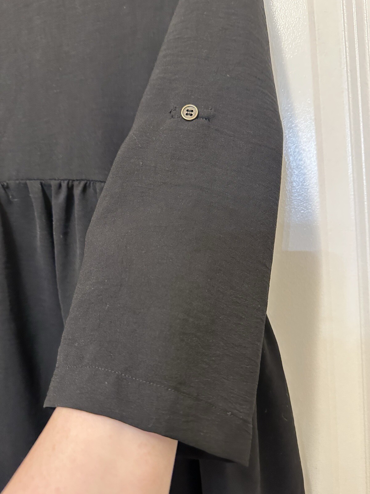 Solid Rolled Sleeve Basic Babydoll Dress by Entro… - image 4