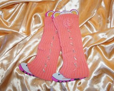 Warme Kinder Strick Bein Stulpen legwarmers mit Strass Reihe + Applikation Neu