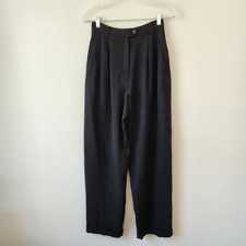 Ann Taylor Trouser Women's 6 Black Pleated Wide Leg Dress Pants Career Workwear