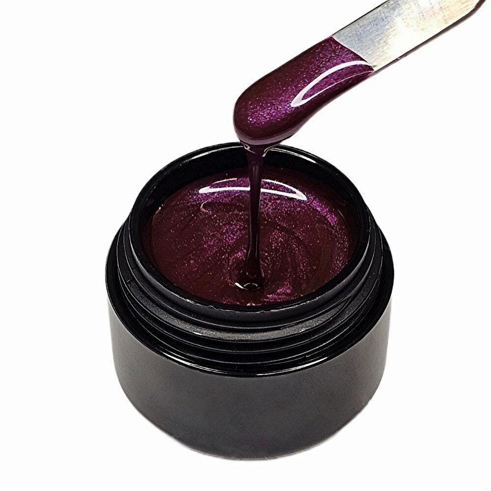 Premium UV Farbgel Aubergine Schimmer 5ml hochdeckend Fullcover Glitzer Gel 371