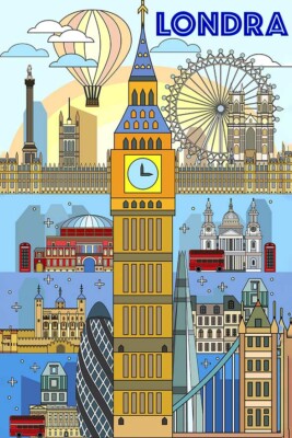 Poster Manifesto Locandina Vintage Illustrazione Città Londra