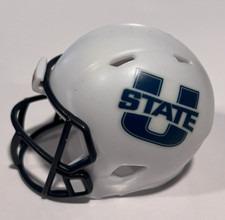Pocket football helmet CUSTOM Utah State Aggies WHITE with BLACK MASK