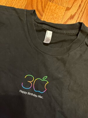 APPLE Mac 30 Year Anniversary logo T-Shirt M Black American Apparel Medium  MD