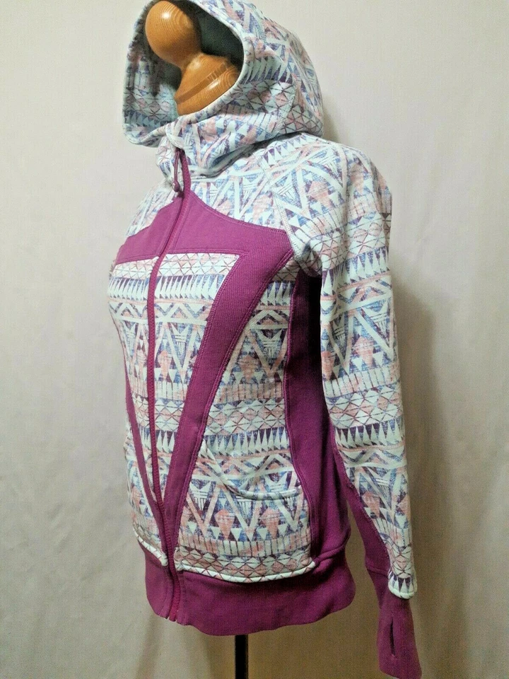 Sudadera con capucha de buceo Ivivva cremallera completa rosa y azul agujeros para los pulgares niñas talla 14 en muy buena condición Foto 3 de 4