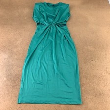 Shein Women's Size 4 Green Twist Cut Out Split Thigh Shoulder Pads Dress New