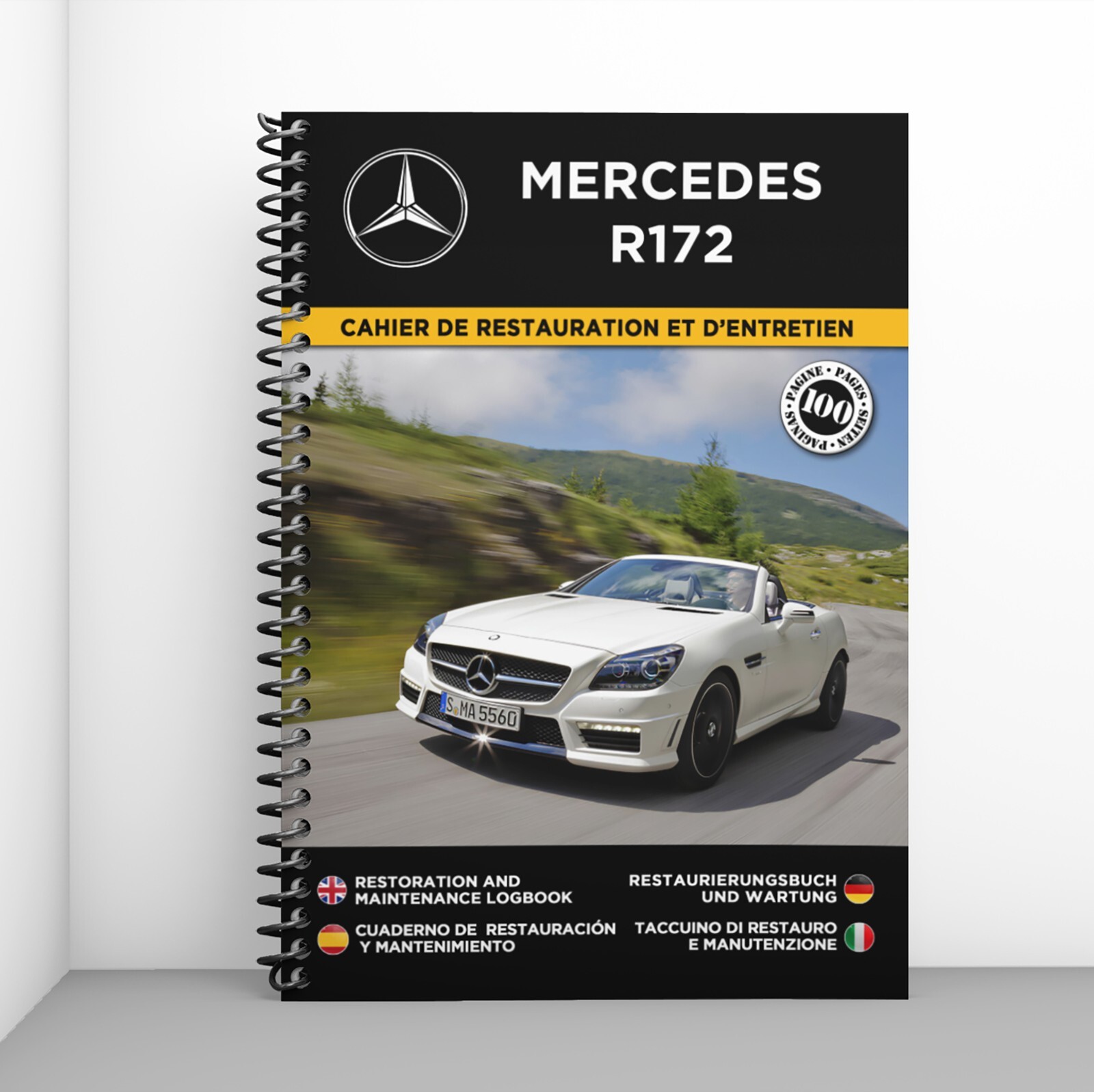 Cahier de restauration Mercedes R172 carnet de bord pour les passionnés de mécanique en garage