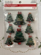 RECOLLECTIONS CHRISTMAS DIMENSIONAL STICKERS CHRISTMAS TREES 8 PC EMBELLISHMENTS