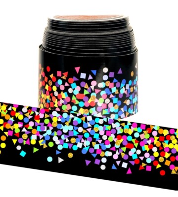 2 Rolls Youngever 52.5 ft Ea Bulletin Board Borders Confetti on Black NEW