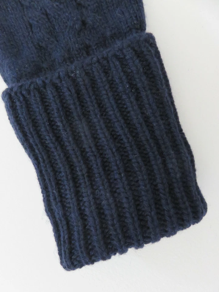 Luffness cashmere gloves navy blue cable knit design ladies womens wool SCOTLAND - Image 4 of 4