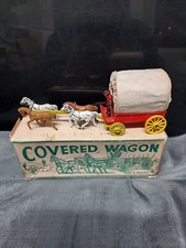 Rare MODERN TOYS HORSE DRAWN COVERED WAGON WITH 4 HORSES C 1948.