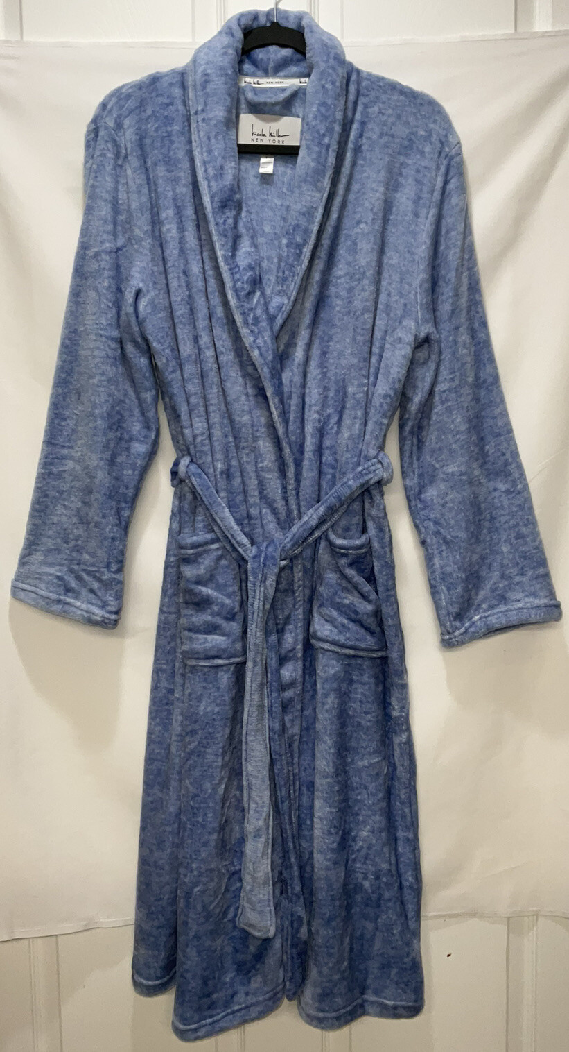 Nicole Miller Women’s Plush Robe (Size L) Long Blue Bathrobe / Pockets eBay
