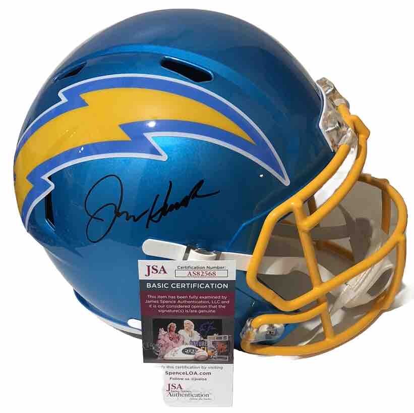 Jim Harbaugh Autographed Signed Los Angeles Chargers AUTO FULL SIZE FLASH REP HELMET JSA 