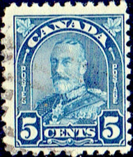 CANADA SC#170 KING GEORGE V ARCH 1930 5¢ DEEP BLUE USED POOR 15 (057V25)