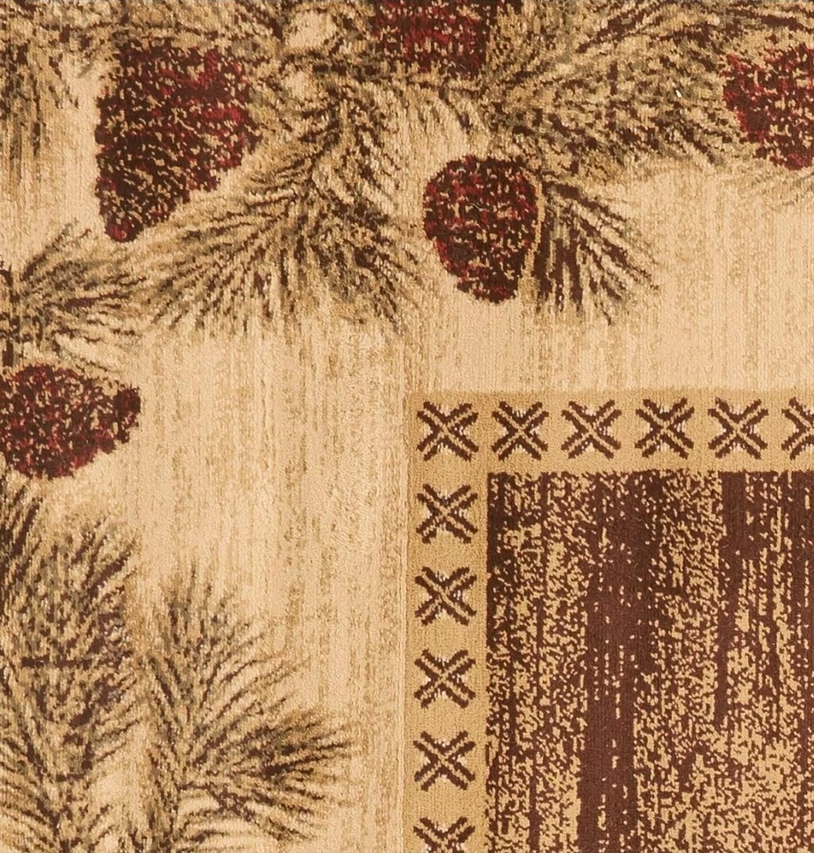 New. Rug Empire 8×10  Rustic Lodge, Pine Cone Open Field Area Rug. - Image 4 of 4