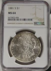 1881 S US Morgan Silver Dollar $1 NGC MS64