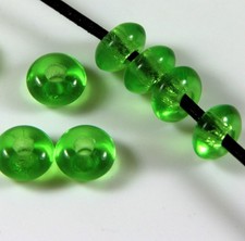 Large Hole, 11mmX6mm w/3.1mm Hole, Light Emerald w/Gloss Finish, 10 Pcs, 210