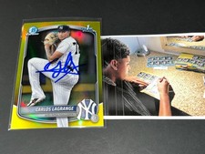 Carlos LaGrange Yankees Signed 2025 1st Bowman Yellow Refractor